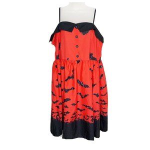 Rosegal Dress Halloween Bats Red Black Plus 2X NWT